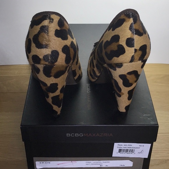 Leopard Cheetah Pony Faux Fur Pointed Toe Pumps Leopard Suede MA IRIN EXCELLENT! - Picture 6 of 7